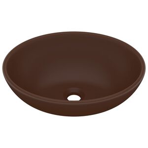 vidaXL Luxusn&eacute; ov&aacute;lne um&yacute;vadlo matn&eacute; tmavohned&eacute; 40x33 cm keramick&eacute;
