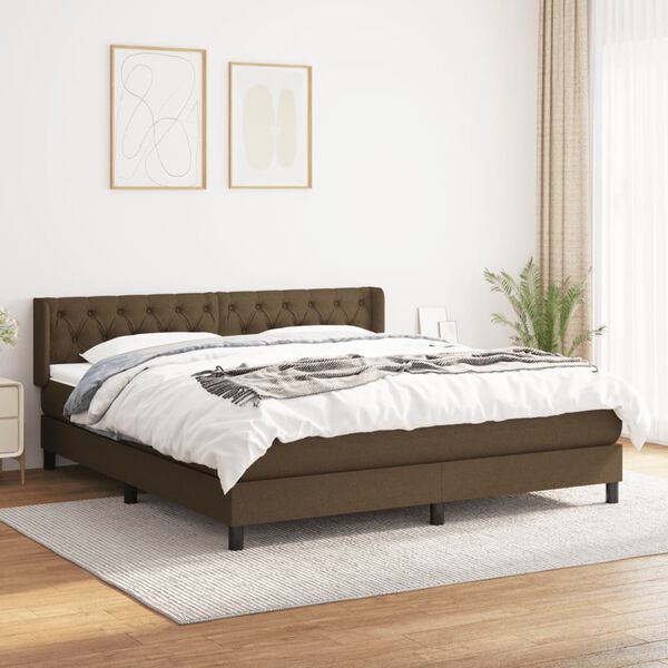 vidaXL Boxspring posteľ s matracom tmavohned&aacute; 160x200 cm l&aacute;tka