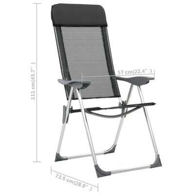 vidaXL Skladacie kempingové stoličky 2 ks, čierne, hliník