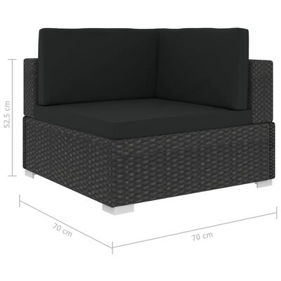 vidaXL 12-dielna záhradná sedacia súprava+podložky, polyratan, čierna