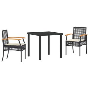 vidaXL Z&aacute;hradn&yacute; jed&aacute;lensk&yacute; set s vank&uacute;&scaron;om 3 pcs &Scaron;ed&aacute; a čierna Ratan