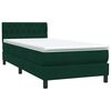 vidaXL Posteľn&yacute; r&aacute;m boxsping s matracom tmavozelen&yacute; 90x220 cm zamat