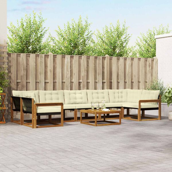 vidaXL Z&aacute;hradn&aacute; s&uacute;prava gaučov s vank&uacute;&scaron;om 8 pcs Pr&iacute;rodn&aacute; a kr&eacute;mov&aacute;