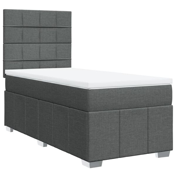 vidaXL Boxspring posteľ s matracom tmavosiv&aacute; 90x190 cm l&aacute;tka