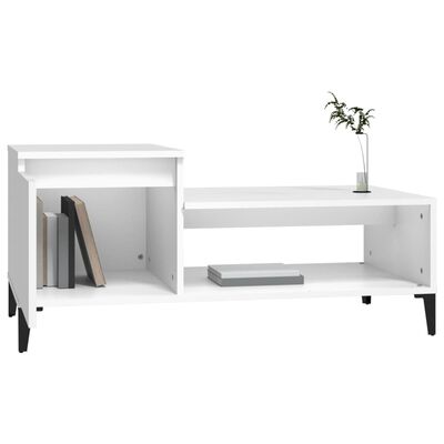 vidaXL Konferenčný stolík biely 100x50x45 cm spracované drevo