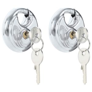 vidaXL Z&aacute;mky na disk so kľ&uacute;čmi 2 ks Strieborn&aacute; 6 x 2.3 x 6 cm