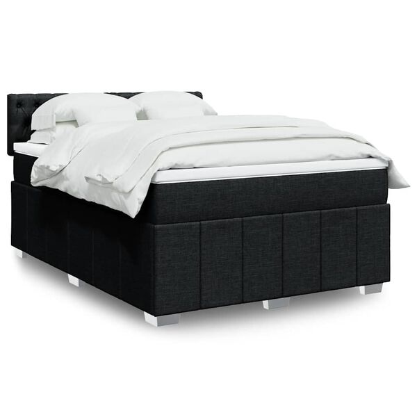 vidaXL Boxspring posteľ s matracom čierny 140x190 cm l&aacute;tka