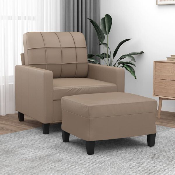 vidaXL Kreslo s podnožkou kapuč&iacute;nov&eacute; 60 cm umel&aacute; koža