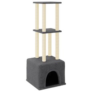 vidaXL &Scaron;krabadlo pre mačky so sisalov&yacute;mi stĺpikmi tmavosiv&eacute; 133,5 cm