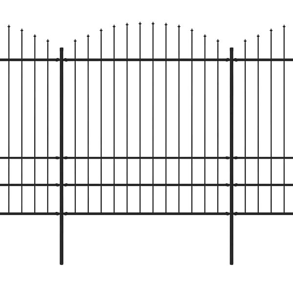 vidaXL Z&aacute;hradn&yacute; plot s vrchnou časťou z ocele 1248x200 cm čierny