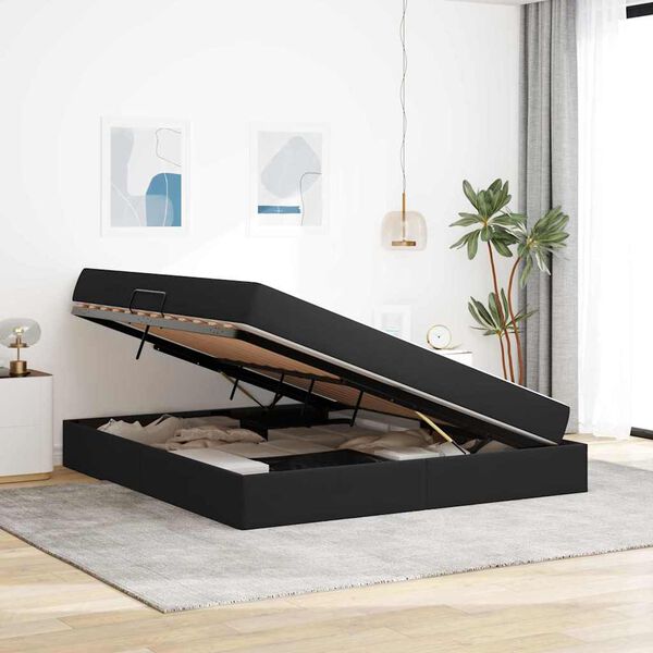 vidaXL Postel s &uacute;ložn&yacute;m prostorem a matrac&iacute; Čierna 160 x 200 cm Zamat