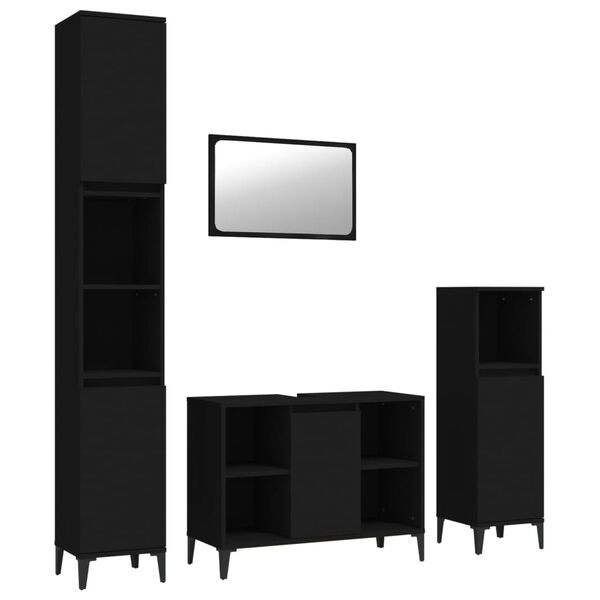 vidaXL 4-dielna sada k&uacute;peľňov&eacute;ho n&aacute;bytku čierna kompozitn&eacute; drevo