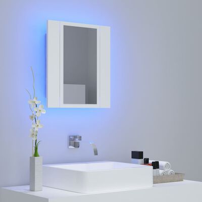 vidaXL Kúpeľňová skrinka s LED a zrkadlom, biela 40x12x45 cm, akryl