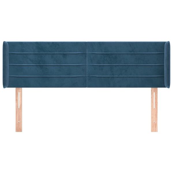 vidaXL Čelo postele so z&aacute;hybmi tmavomodr&aacute; 147x16x78/88 cm zamat