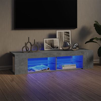 vidaXL TV skrinka s LED svetlami betónová sivá 135x39x30 cm