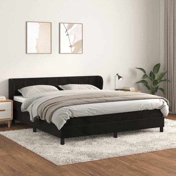 vidaXL Posteľn&yacute; r&aacute;m boxspring s matracom čierny 180x200 cm zamat