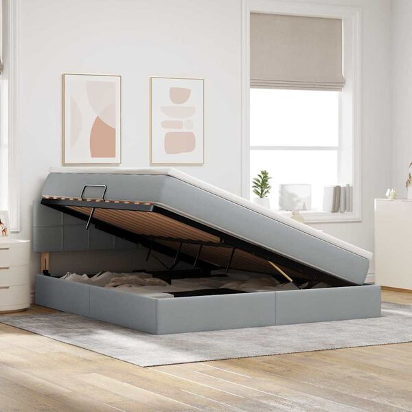 vidaXL Postel s &uacute;ložn&yacute;m prostorem a matrac&iacute; Svetlosiv&aacute; 160 x 200 cm