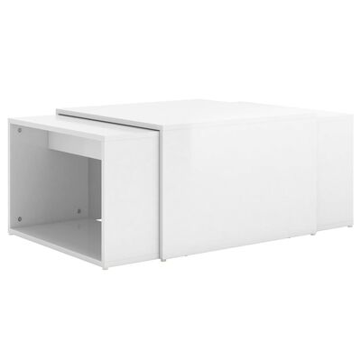 vidaXL Zasúvacie stolíky 3 ks, lesklé biele 60x60x38 cm