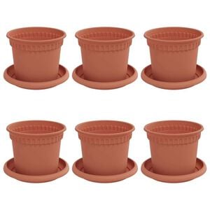 vidaXL Kvetin&aacute;če 6 pcs Tehlovo červen&aacute; &Oslash; 12,5 x 10 cm Plast