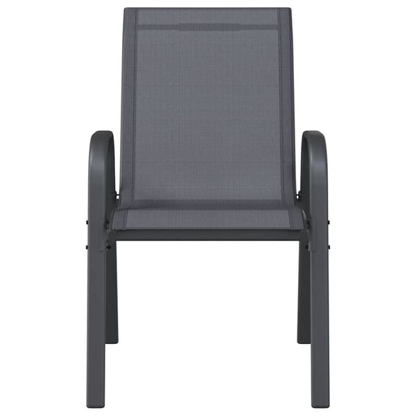 vidaXL Stohovateľn&eacute; z&aacute;hradn&eacute; stoličky 2 ks siv&eacute; textil&eacute;nov&aacute; l&aacute;tka