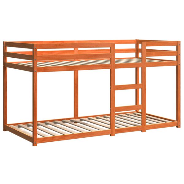 vidaXL Poschodov&aacute; posteľ voskovo hned&aacute; 75x190 cm borovicov&yacute; mas&iacute;v