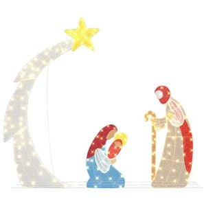 vidaXL Betlehemsk&aacute; sc&eacute;na LED Tepl&aacute; biela 149 x 32 x 127,5 cm Polyester