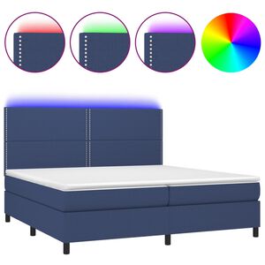 vidaXL Posteľ boxsping s matracom a LED modr&aacute; 200x200 cm l&aacute;tka