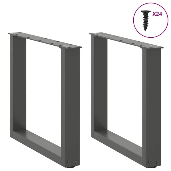 vidaXL Nohy konferenčn&eacute;ho stol&iacute;ka v tvare U, 2 ks, antracitov&eacute;, 50 x (42-43) cm, oceľ