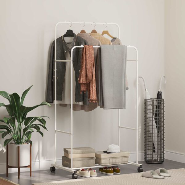 vidaXL Ve&scaron;iak na oblečenie Jednofarebn&yacute; Biela 80 x 53 x 156 cm