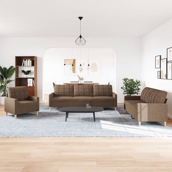 vidaXL 3-dielna sedacia súprava hnedá látka