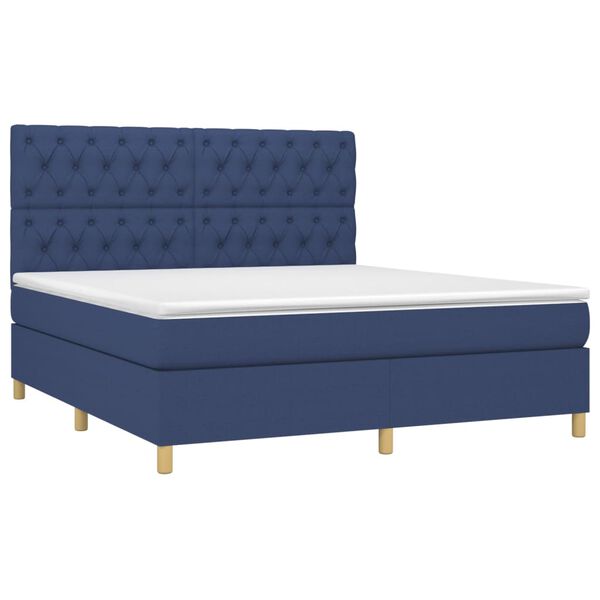 vidaXL Posteľn&yacute; r&aacute;m boxspring s matracom modr&yacute; 160x200 cm l&aacute;tka