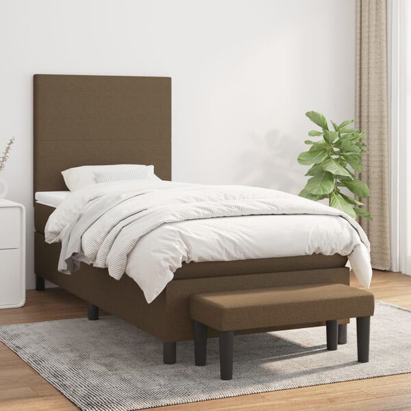 vidaXL Boxspring posteľ s matracom tmavohned&aacute; 90x190 cm l&aacute;tka