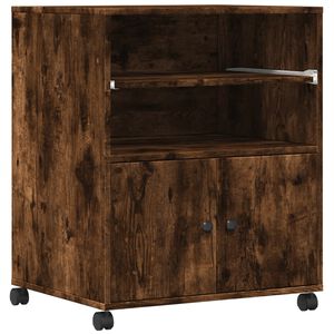 vidaXL Stojan na tlačiareň s kolieskami dymov&yacute; dub 60x48x74 cm