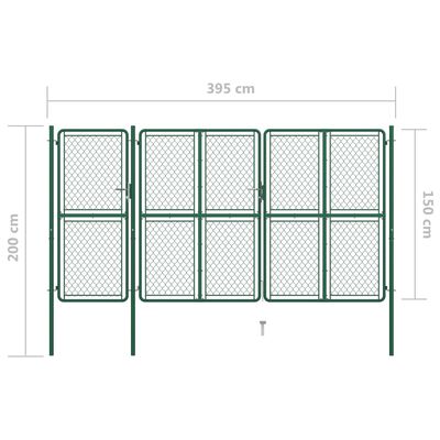 vidaXL Záhradná brána, oceľ 150x395 cm, zelená