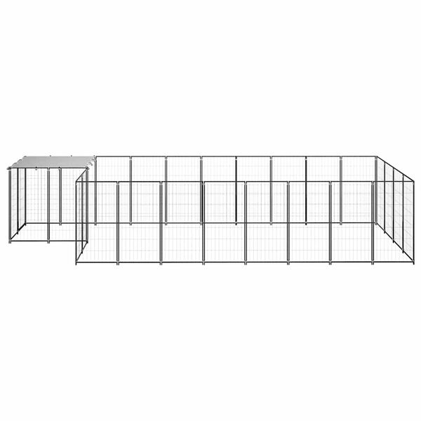 vidaXL Koterec pre psy čierny 10,89 m&sup2; oceľ