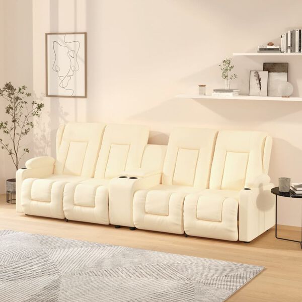 vidaXL 4-miestne sklápacie masážne kreslo+držiaky na poháre, krémové