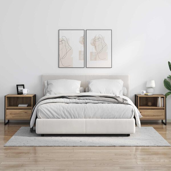 vidaXL Nočn&yacute; stol&iacute;k so z&aacute;suvkou Remeseln&iacute;cky dub 50 x 39,5 x 50 cm