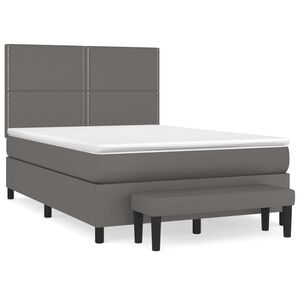 vidaXL Boxspring posteľ s matracom siv&aacute; 140x200 cm umel&aacute; koža