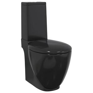 vidaXL Keramick&aacute; toaleta/WC do k&uacute;peľne, okr&uacute;hla, spodn&yacute; odtok, čierna