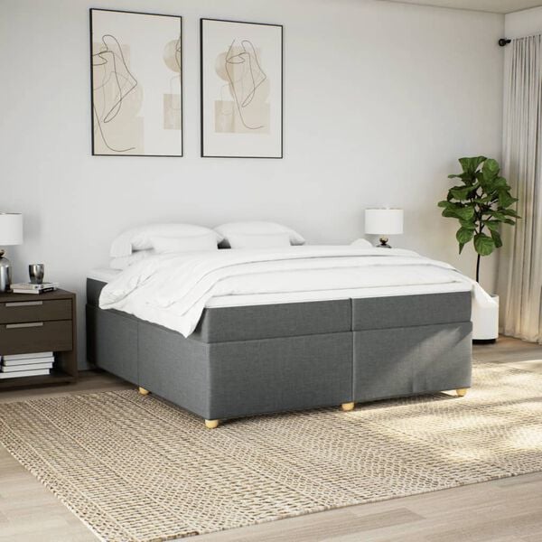 vidaXL Boxspring posteľ s matracom tmavosivá 200x200 cm látka