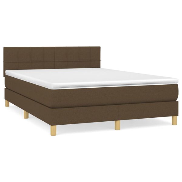 vidaXL Boxspring posteľ s matracom tmavohned&aacute; 140x190 cm l&aacute;tka