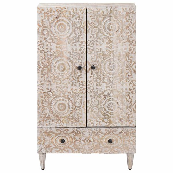 vidaXL Vysok&yacute; stol&iacute;k Biela 60 x 33,5 x 100 cm Mas&iacute;vne mango drevo