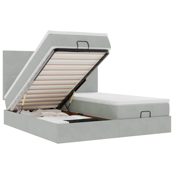 vidaXL Osmanský rám postele s matracmi svetlosivá 200x200 cm zamat