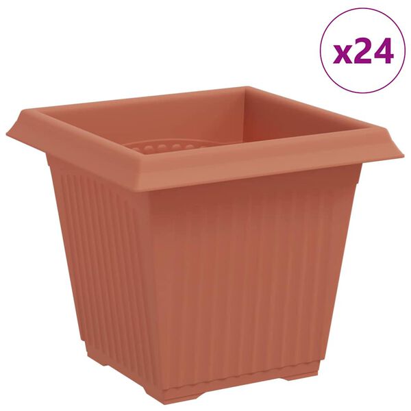 vidaXL &Scaron;tvorcov&yacute; črepn&iacute;k na kvety 24 pcs Tehlovo červen&aacute; Plast