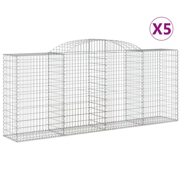 vidaXL Oblúkové gabionové koše 5 ks 300x50x120/140 cm pozink. železo