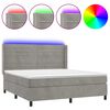 vidaXL Posteľ boxsping s matracom a LED bledosiv&aacute; 180x200 cm zamat
