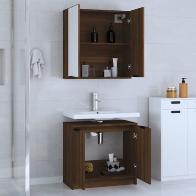 vidaXL 2-dielna sada kúpeľňových skriniek hnedý dub kompozitné drevo
