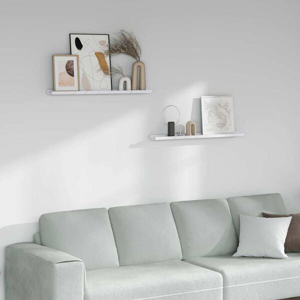 vidaXL Stenn&aacute; polica 2 pcs Biely mramor 80 x 9 x 3 cm Kompozitn&eacute; drevo