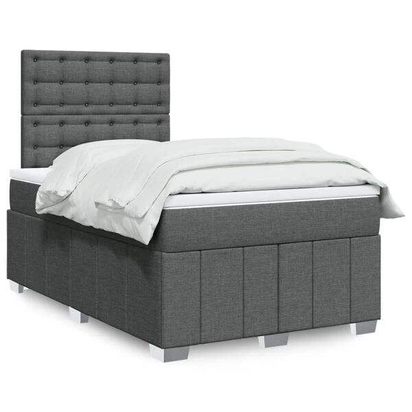 vidaXL Boxspring posteľ s matracom, tmavosiv&aacute; 120x190 cm, l&aacute;tka