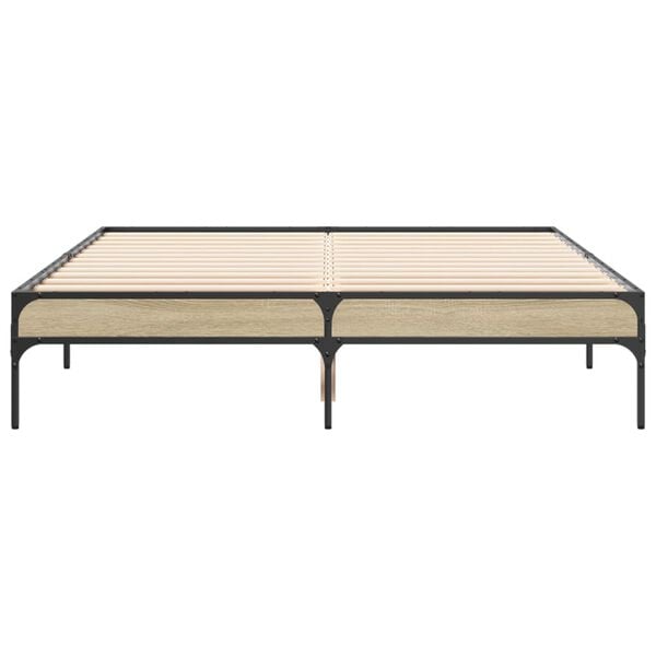 vidaXL Posteľn&yacute; r&aacute;m dub sonoma 120x200 cm kompozitn&eacute; drevo a kov